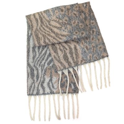 Alila - Sciarpa extra spessa con stampa animalier (40x180cm) - Latte