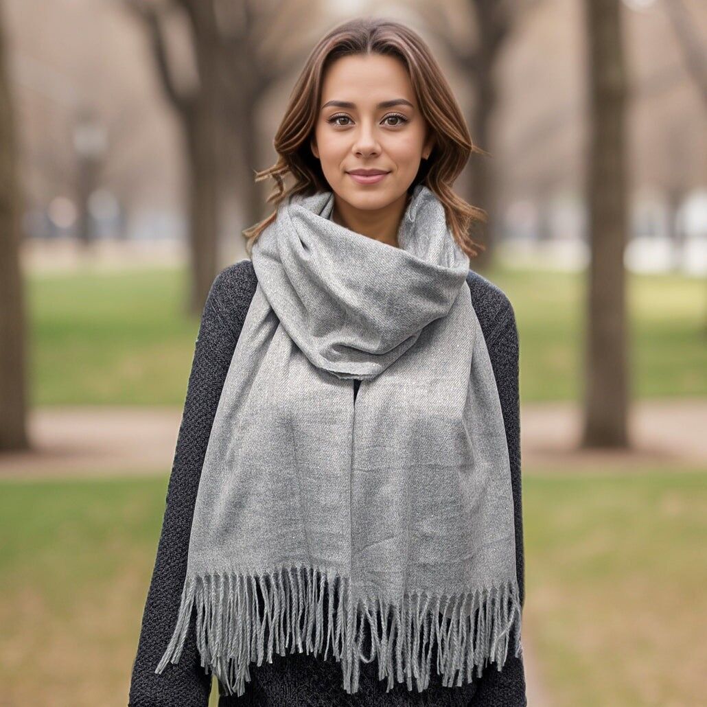 Sciarpa pashmina Petra scintillante (70x180 cm) - Grigio ardesia
