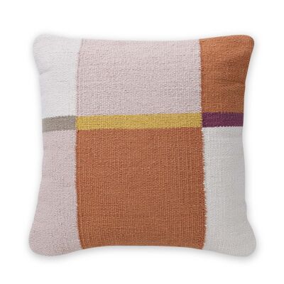 Cuscino decorativo geometrico, bianco e marrone - 18x18 pollici