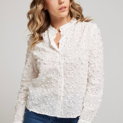 ORIANE - Camicia ORIANE in pizzo a rilievo con fiocco di neve, ecrù, 100% cotone