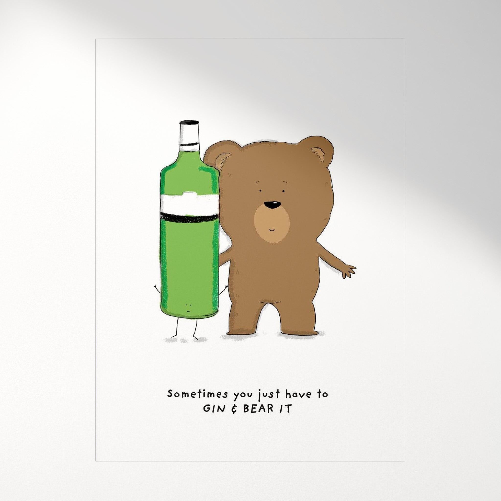 Gin and Bear It Print – Lustiges A4 Gin Wandkunst Geschenk