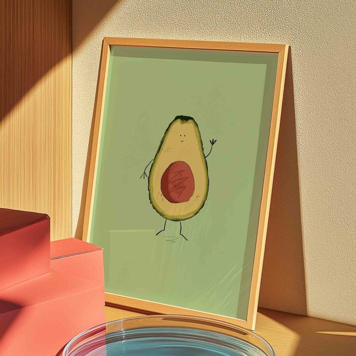 Happy Avocado – Süßer illustrierter Obstdruck