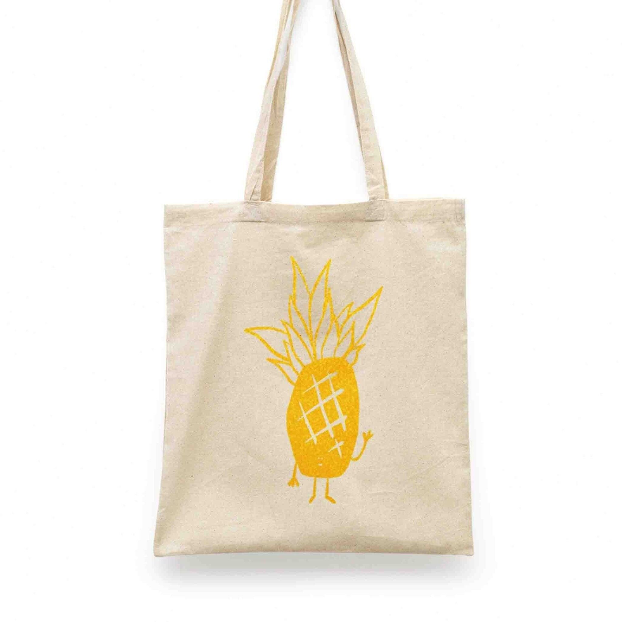 Einkaufstasche aus Baumwollcanvas mit Ananas-Print
