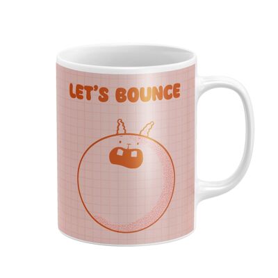 Tazza Let's Bounce – Simpatico mostro arancione su sfondo a griglia