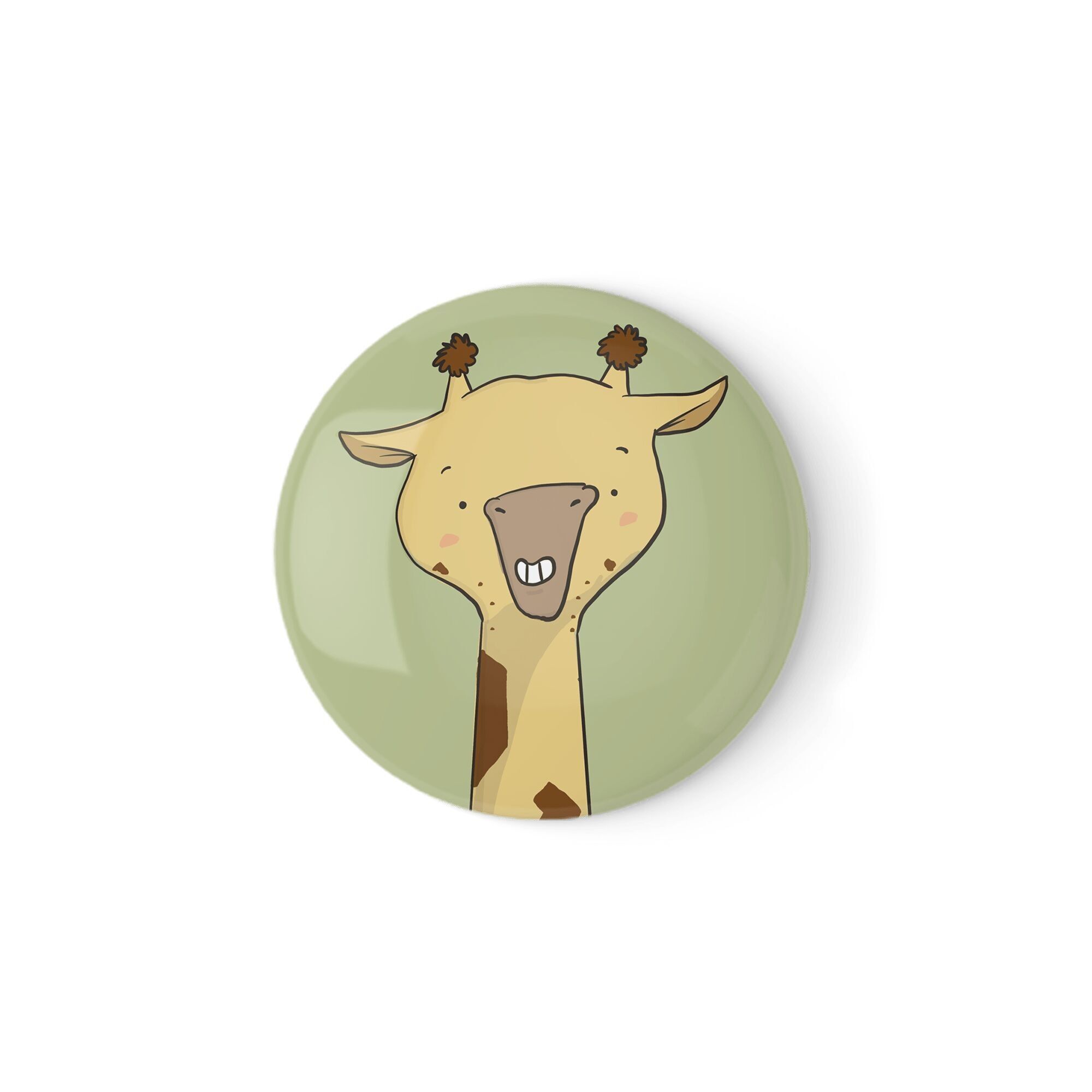 Cheeky Giraffe – Distintivo o magnete a forma di animale divertente (38 mm o 58 mm)