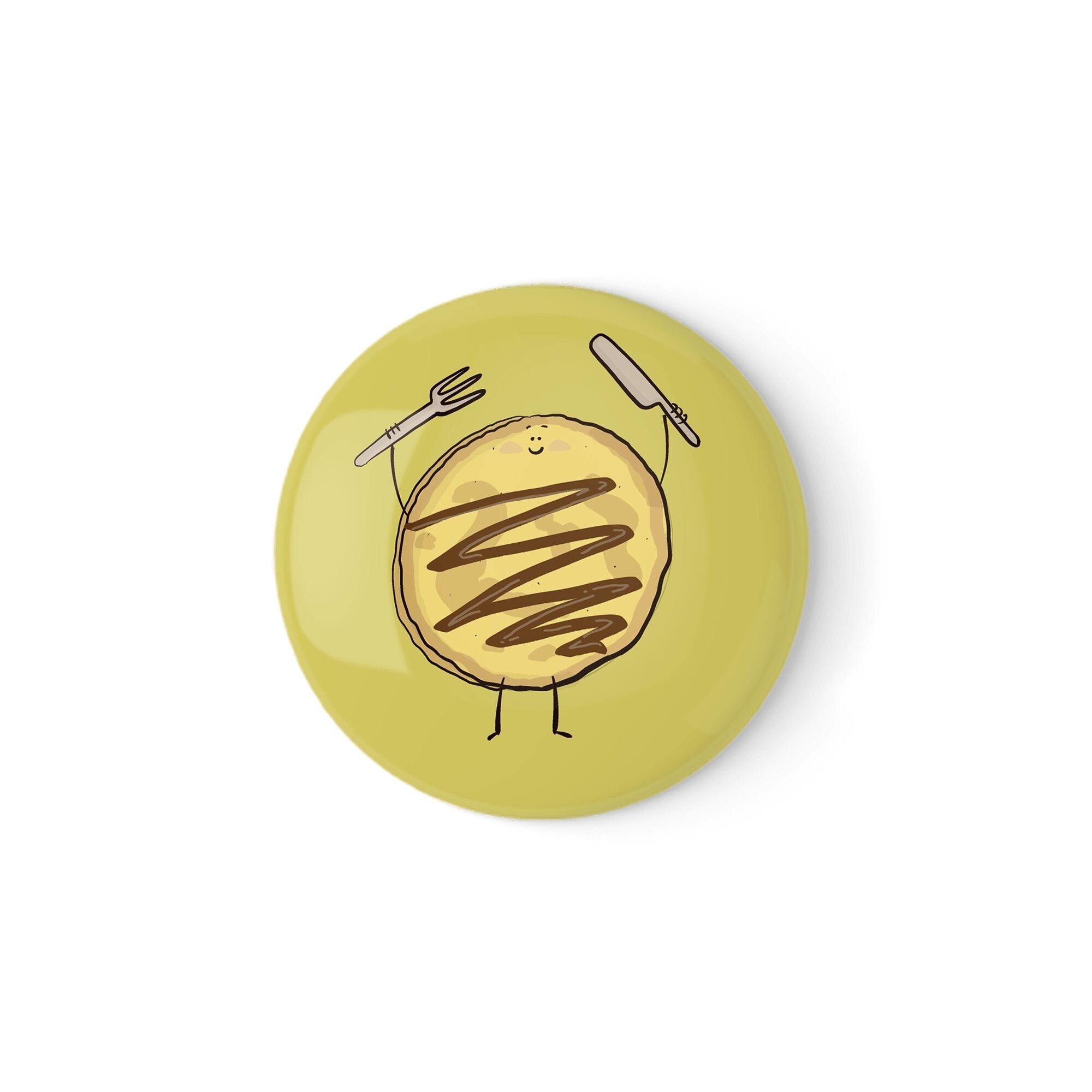 Choco Pancake – Divertente spilla o calamita per la colazione (38 mm o 58 mm)