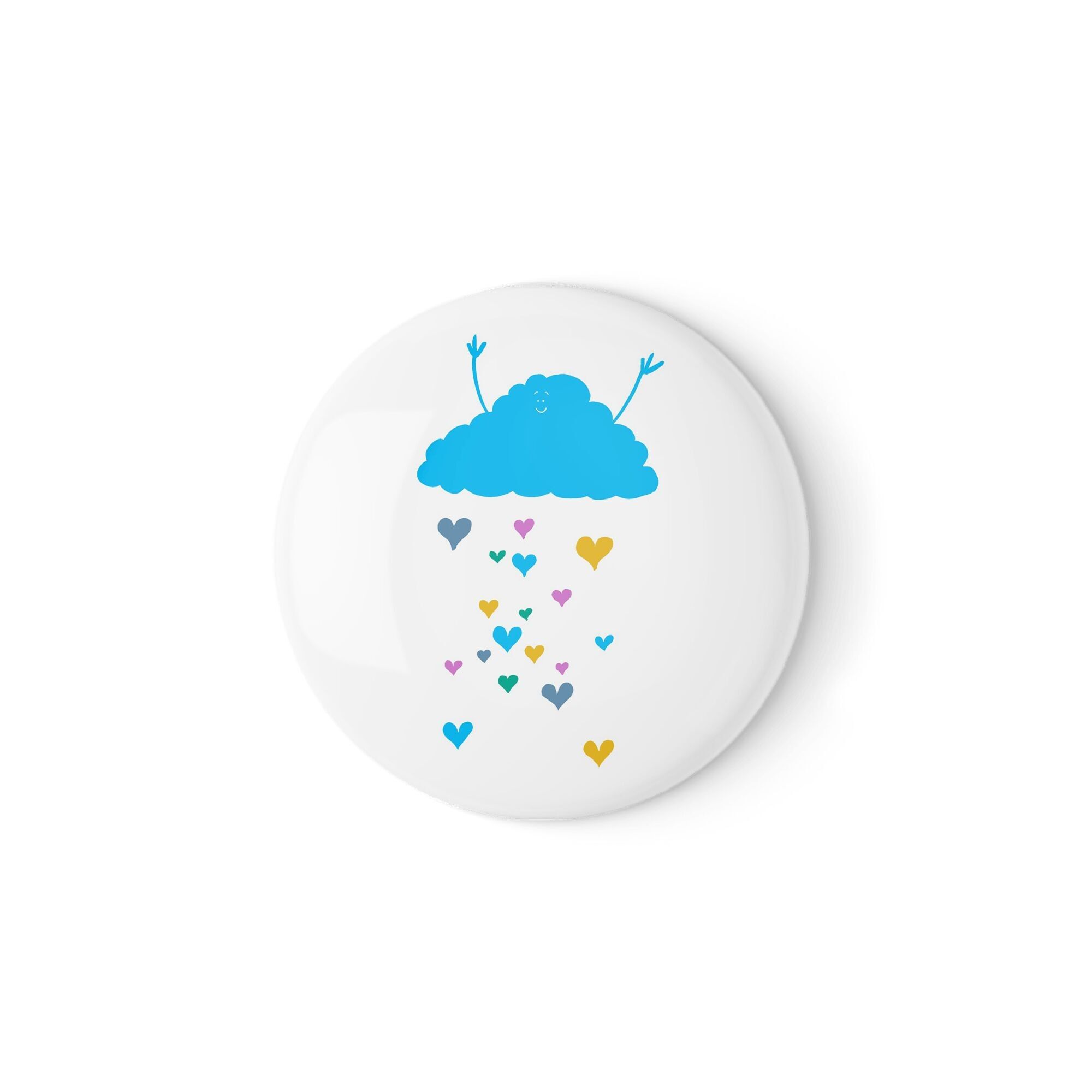 Cuori arcobaleno nuvola – distintivo o magnete della positività (38 mm o 58 mm)