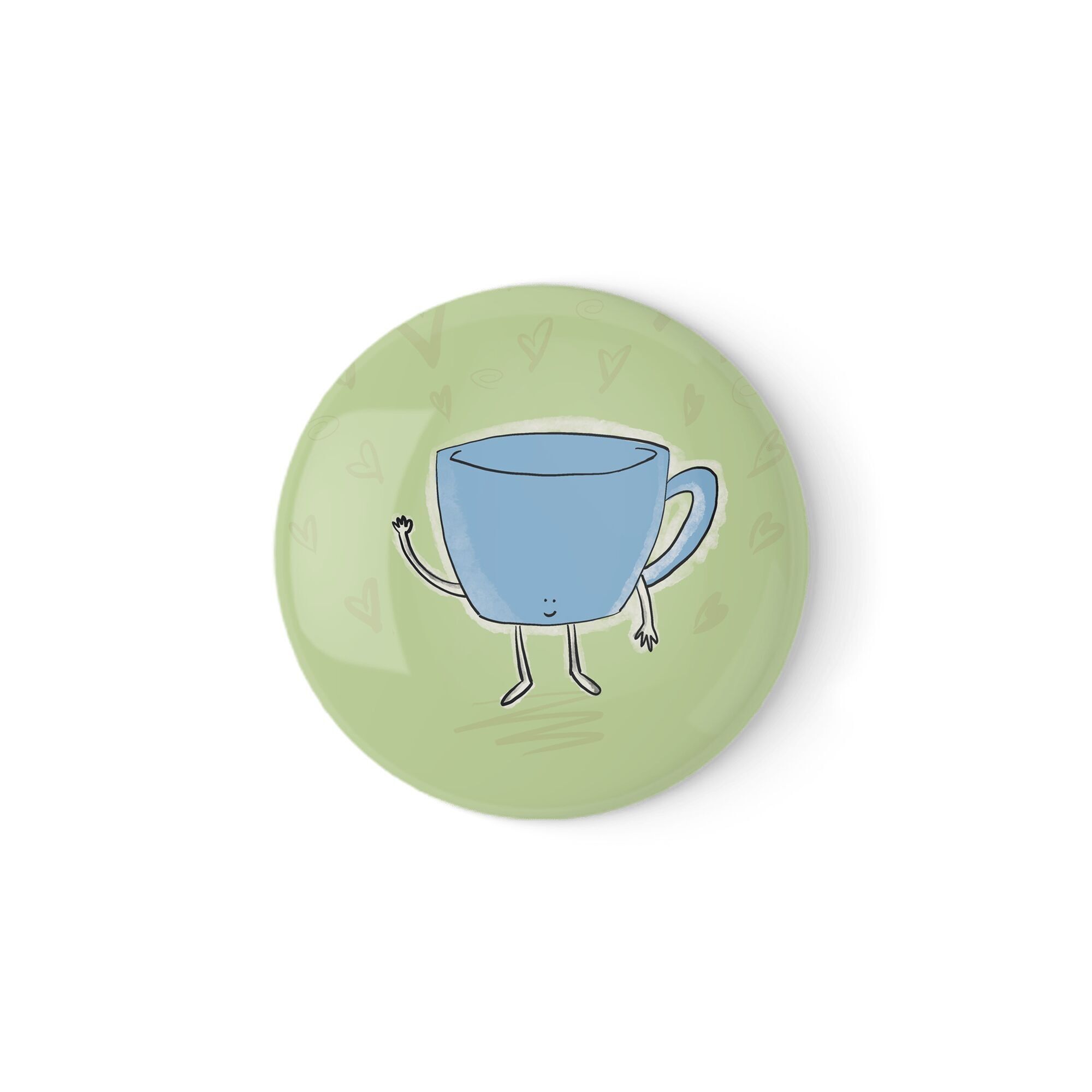 Happy Cup – Simpatica spilla o calamita per tazza (38 mm o 58 mm)