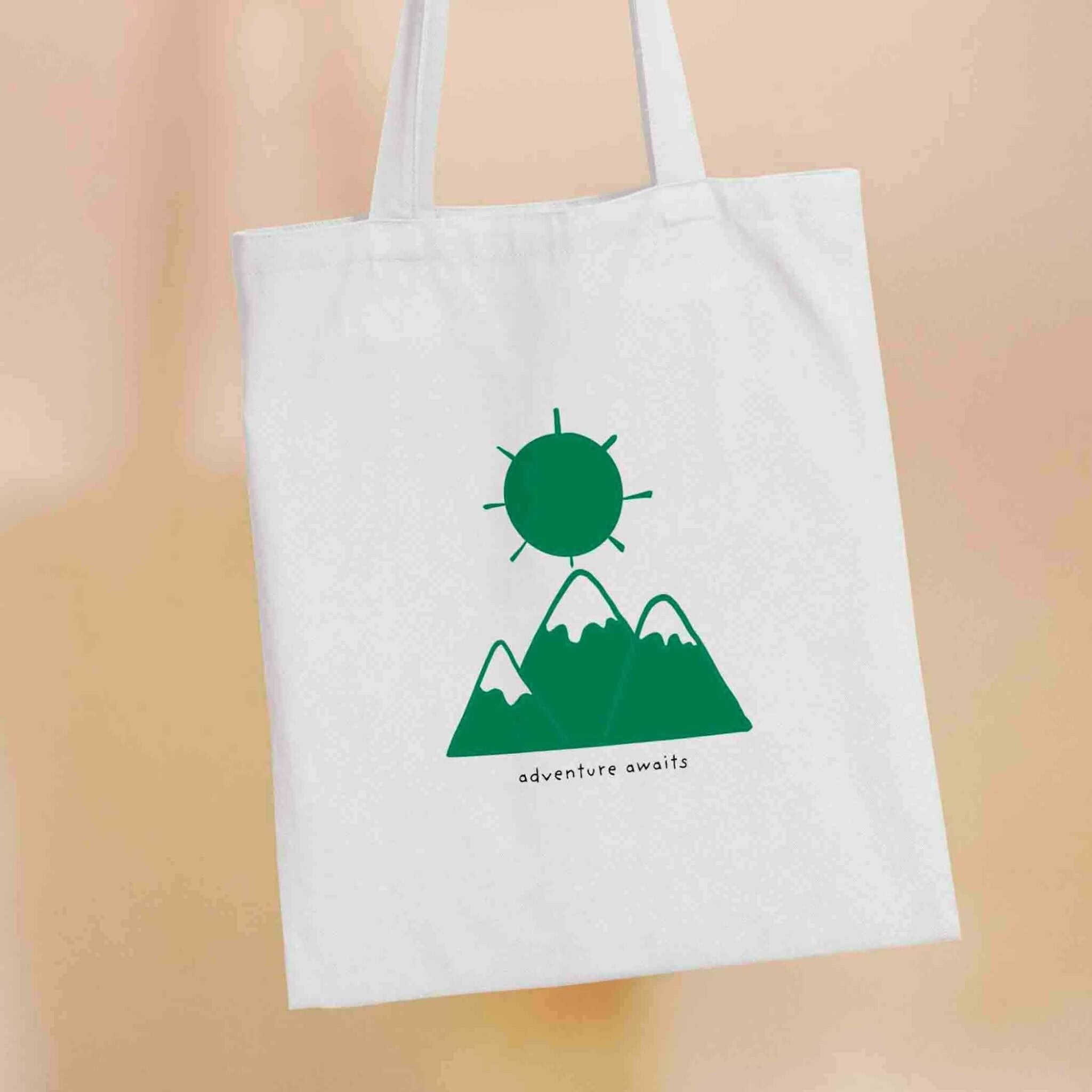 Borsa tote in tela di cotone "Avventura ti aspetta"