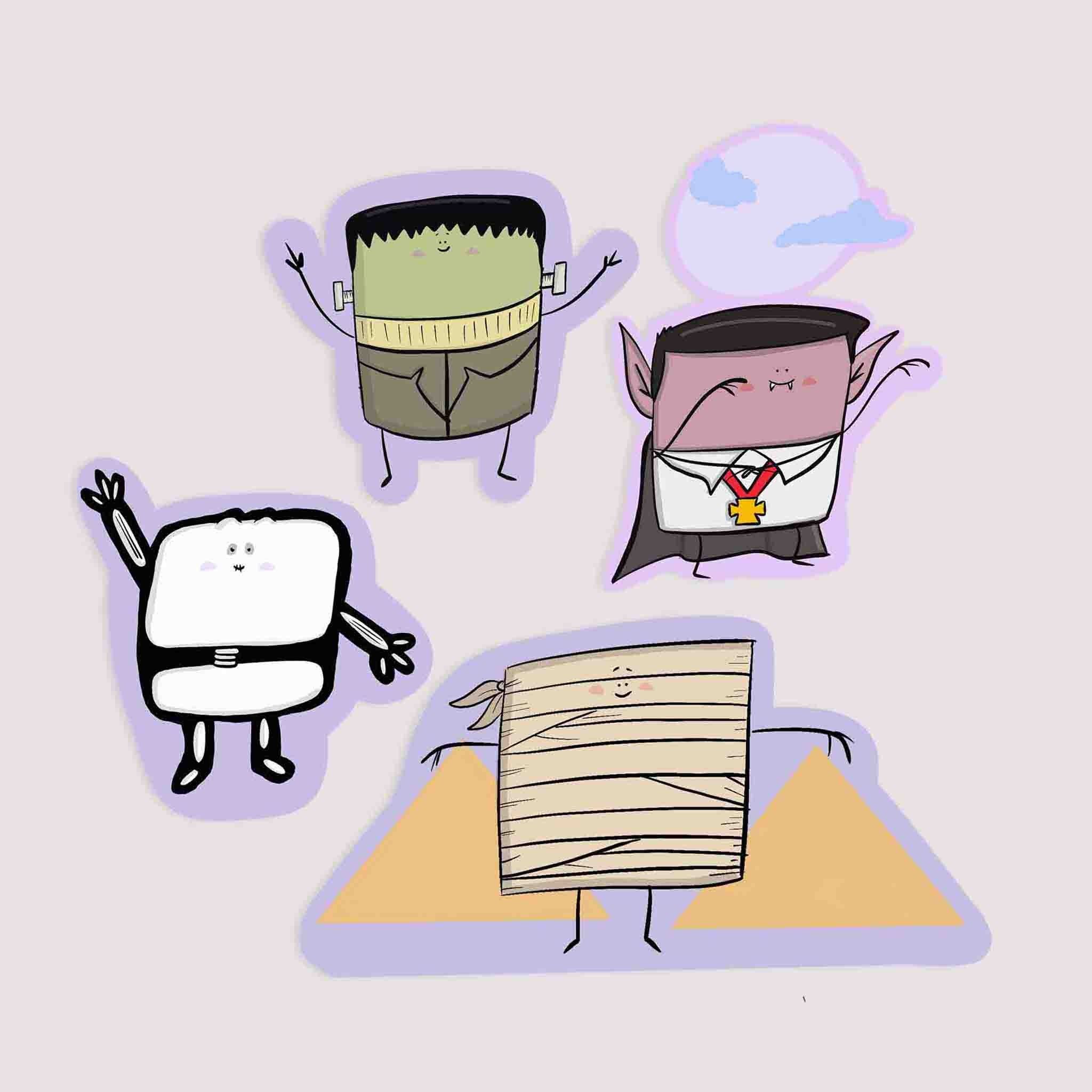 Pack d'autocollants Monstre d'Halloween – Lot de 4