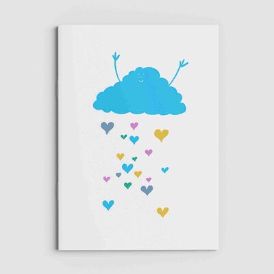 Quaderno con cuori e nuvole blu - Grazioso diario A5
