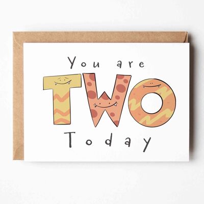 Hoy cumples 2 años: Tarjeta de cumpleaños con un monstruo adorable