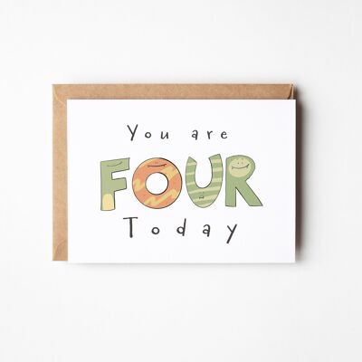 Tu as 4 ans aujourd'hui - Carte d'anniversaire monstre
