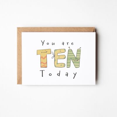 Tu as 10 ans aujourd'hui – Carte d'anniversaire monstre mignonne