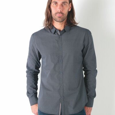 4817 Camicia in popeline a maniche lunghe con pois AOP