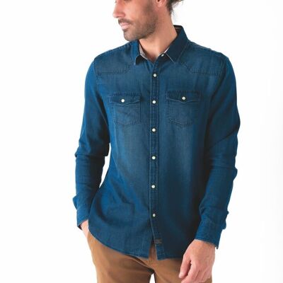 4820 Long sleeve dobby denim shirt