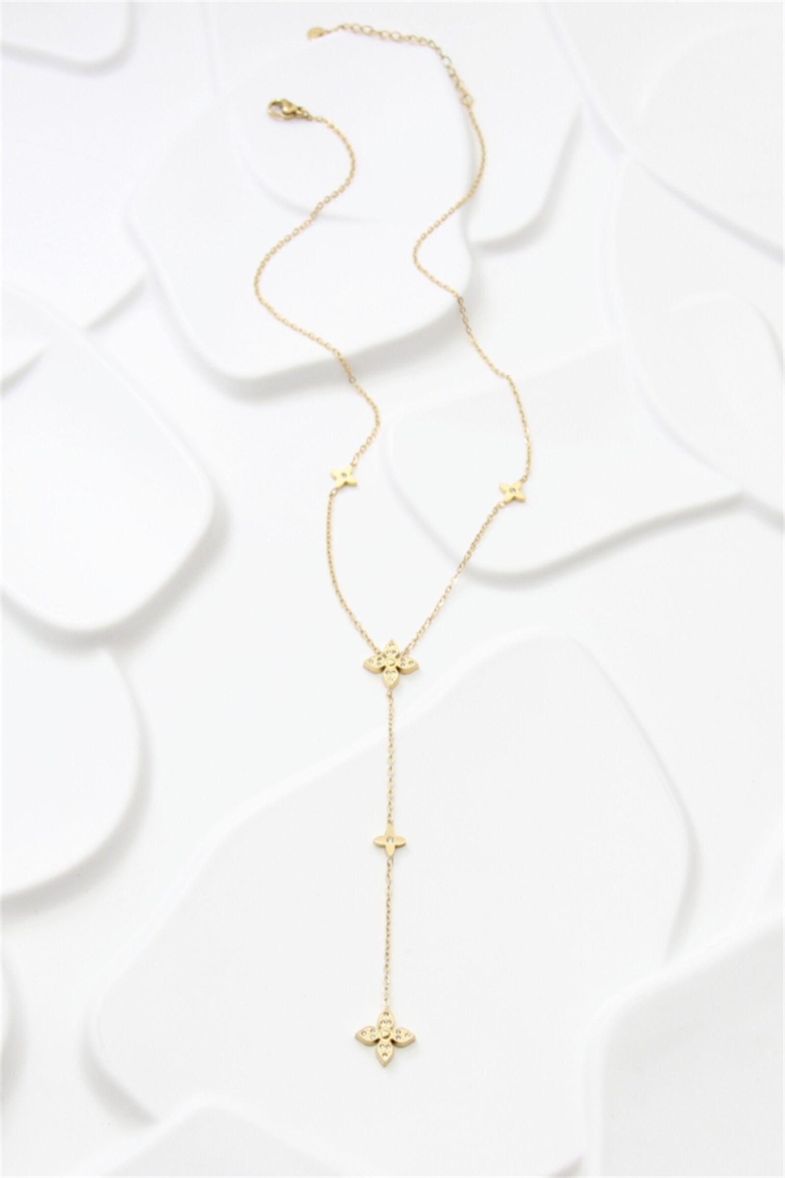 Collana con ciondolo a forma di fiore in oro - Acciaio inossidabile