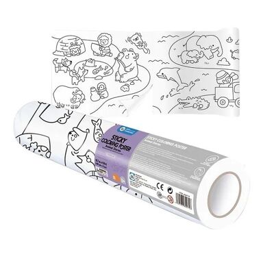 Libro para colorear adhesivo en rollo Animales 3 m