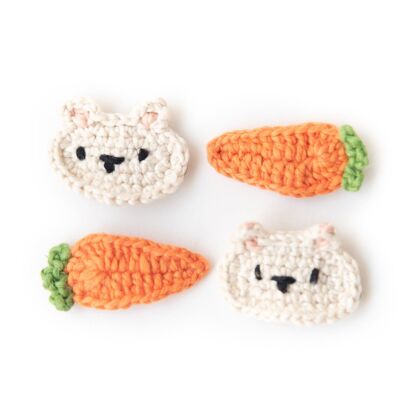 Ensemble de pinces à cheveux au crochet lapin et carotte