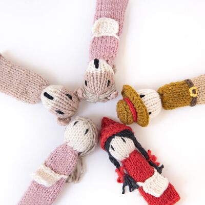 Conjunto de marionetas de dedo tejidas a mano – Caperucita Roja