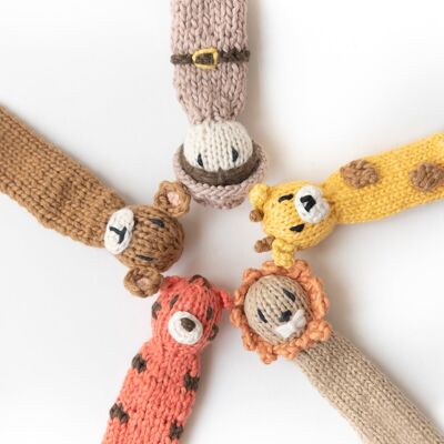Conjunto de marionetas de dedo tejidas a mano – Safari