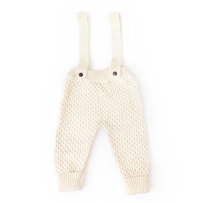 Pantaloni con bretelle per neonati lavorati a maglia