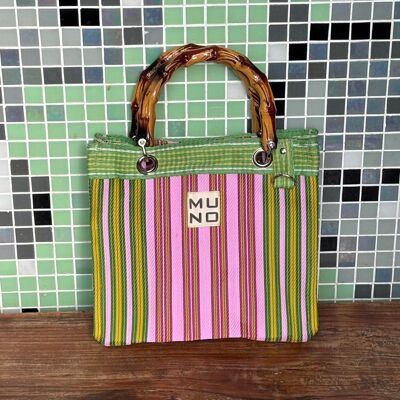 Mini borsa in nylon con manico in bambù - Scorza di lime