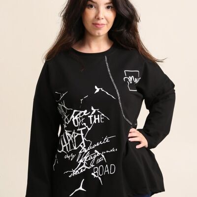 Camiseta larga de talla grande con inscripciones (T39081)