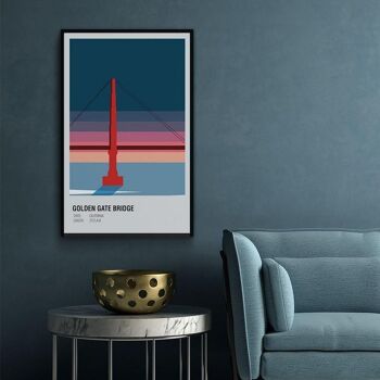 Golden Gate Bridge États-Unis - Affiche encadrée - 20 x 30 cm 2