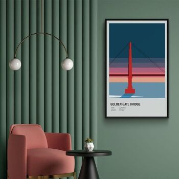 Golden Gate Bridge États-Unis - Affiche encadrée - 20 x 30 cm 4