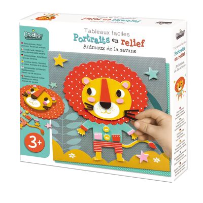 Creative box for children, Relief portraits "Animals of the savannah"