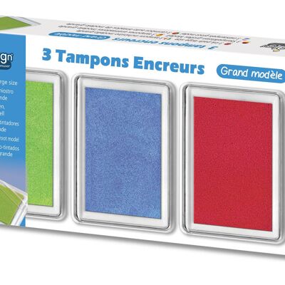 Confezione da 3 tamponi di inchiostro: verde, blu e rosso