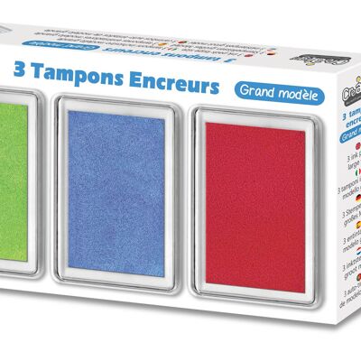 Pack of 3 ink pads: green, blue and red