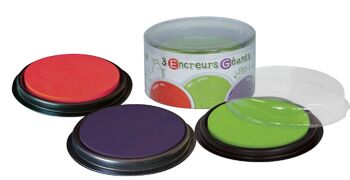 Pack 3 encreurs géants ronds : rouge, vert et violet 2