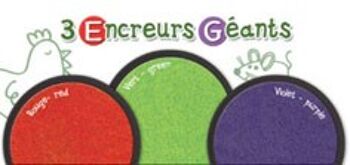 Pack 3 encreurs géants ronds : rouge, vert et violet 3