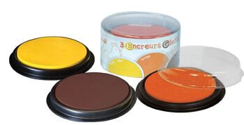 Pack 3 encreurs géants ronds : jaune, orange et marron 2