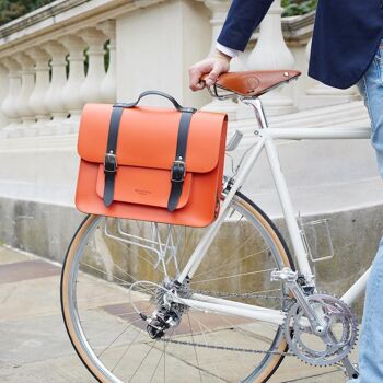 Sacoche de vélo cartable en cuir orange 5
