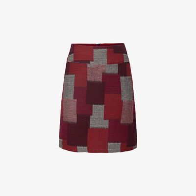 Falda trapecio de tejido jacquard natural - Roja