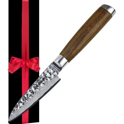 Paring knife 9.3 cm Damascus knife hand-ground paper gift box