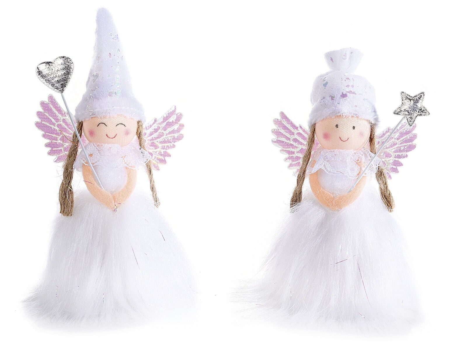 Décorations de Noël Ailes d'ange Blanc Plastique Paillettes 13 x 14,5 x