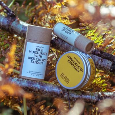 Nourishing Skincare Trio for Autumn & Winter – Lip & Hand Balm + Face Moisturiser with Birch Cherry – Artisan Quality