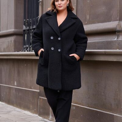 Abrigo polar negro de talla grande (T5663)