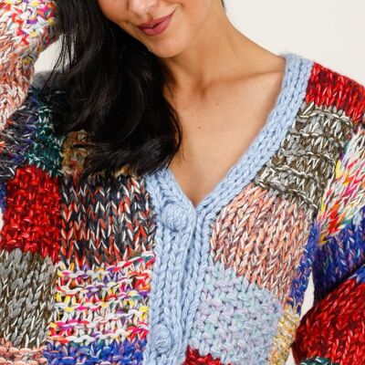 Chaleco de patchwork de punto grueso: moderno y con carácter