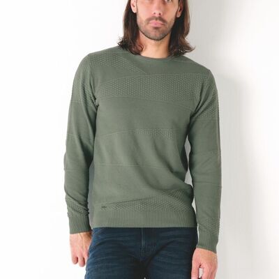 61006 Abstract jacquard crew neck sweater Gauge 12
