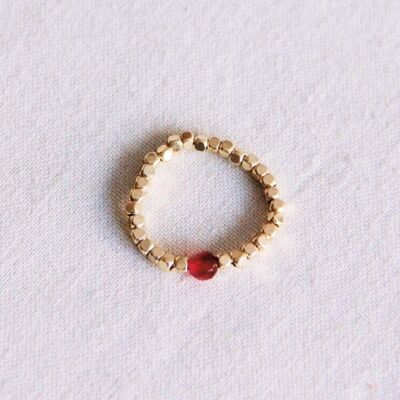 Anillo elástico con piedra natural - fucsia