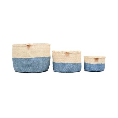 MKOA : panier tissé à blocs de couleur bleu ciel