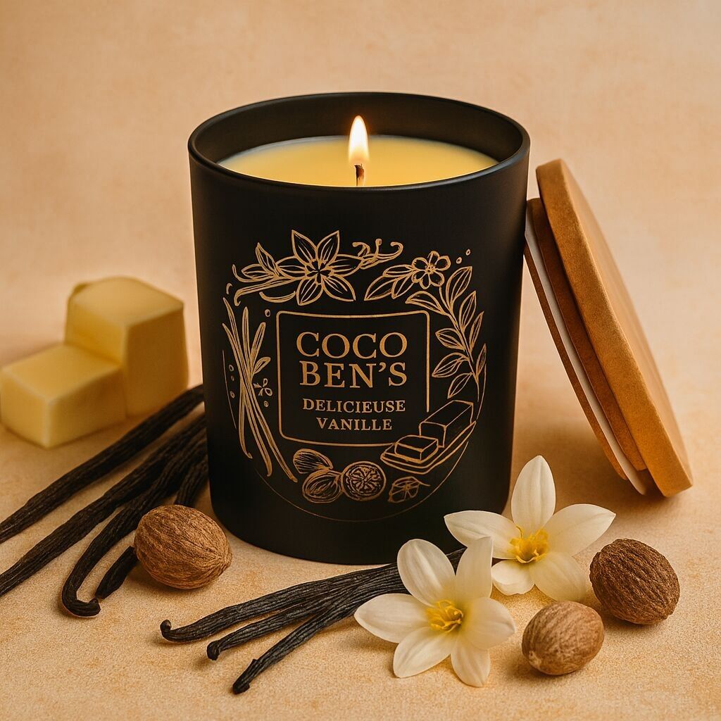 Bougie Parfumée Miel Vanille - Cire De Soja Blanche, Coulée à La Main, Longue Combustion 40h, 250ml