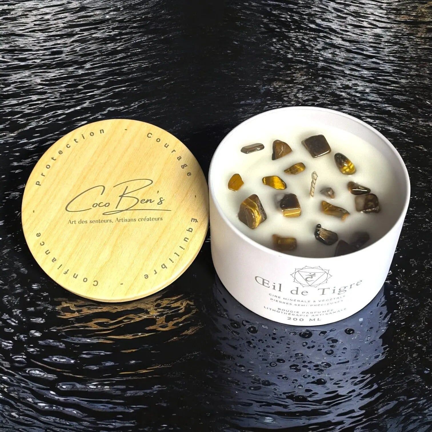 Lithotherapy Candle - Tiger's Eye - 200 ML