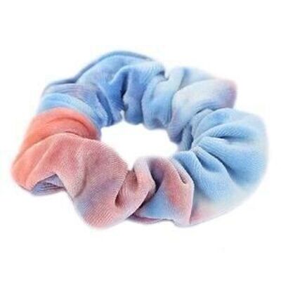 Scrunchie de terciopelo tie dye azul