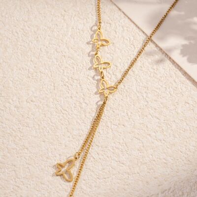Collar de mariposa dorado, ligero y elegante, de acero inoxidable